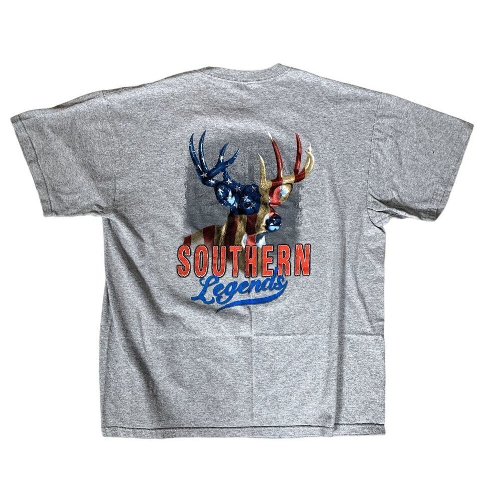 Southern Legends Patriotic Buck Grey T-Shirt Size XL